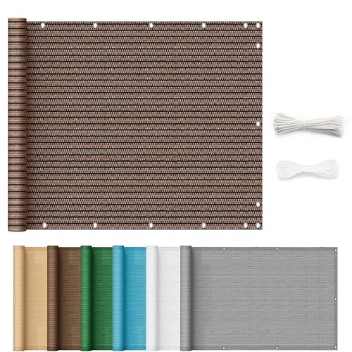 Balcon Privacidad 70 x 950 cm Bloquea El Viento,La Lluvia y Los Rayos UV Malla Ocultacion Mallas Protección con Ataduras de Cables Balcón Exterior de Jardín, Marrón