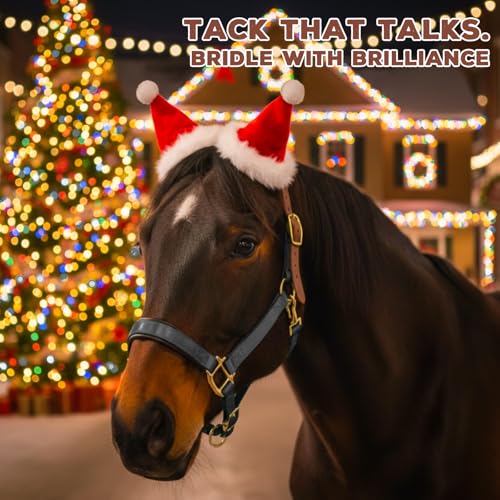Image of Leather Halter for Horses, Equine Breakaway Nylon Rope Horse Halter with Snap & Adjustable Chin and Throat Snap Hook Halters for Training, Show and Daily Use, Average Size