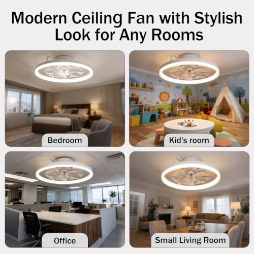 TCL 20 Inch Low Profile Ceiling Fan with Light, White - image 3