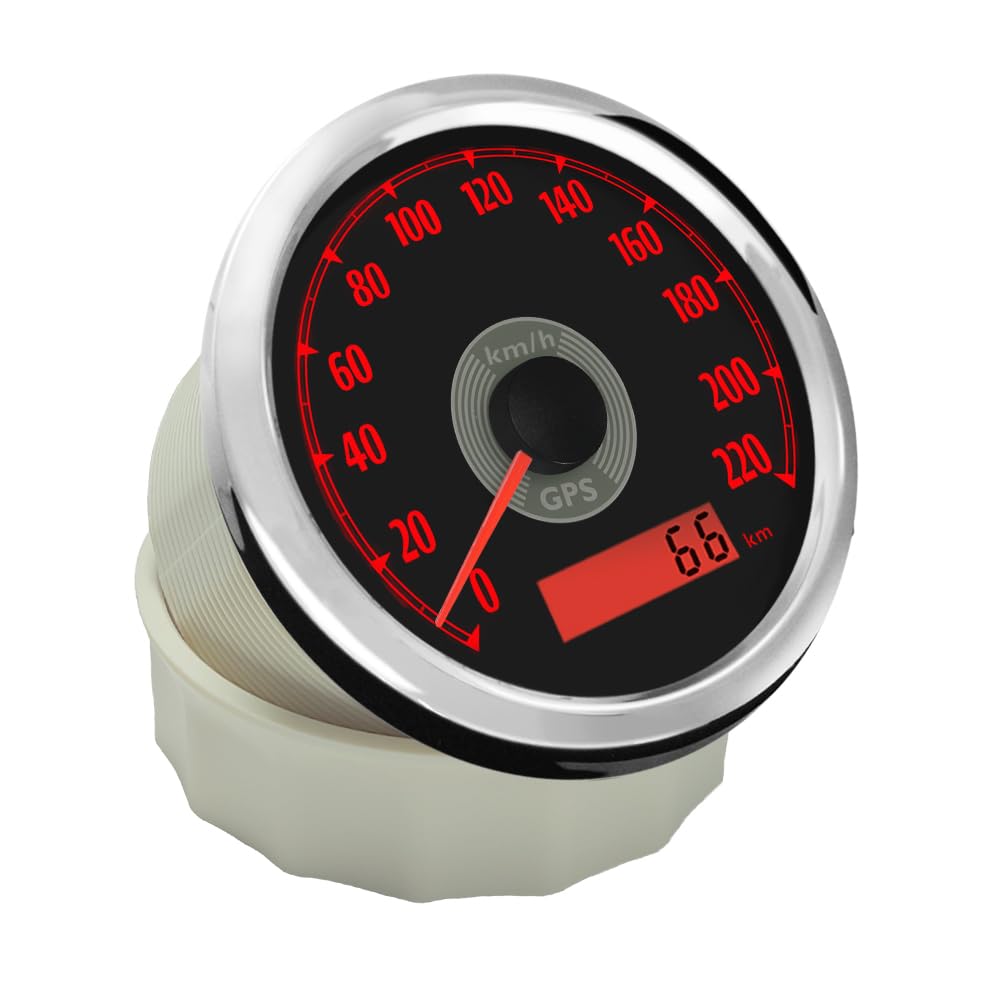 ELING Compteur de vitesse GPS classique 85 mm 0-220 km/h 12 V 24 V avec rétroéclairage universel pour voiture berline SUV