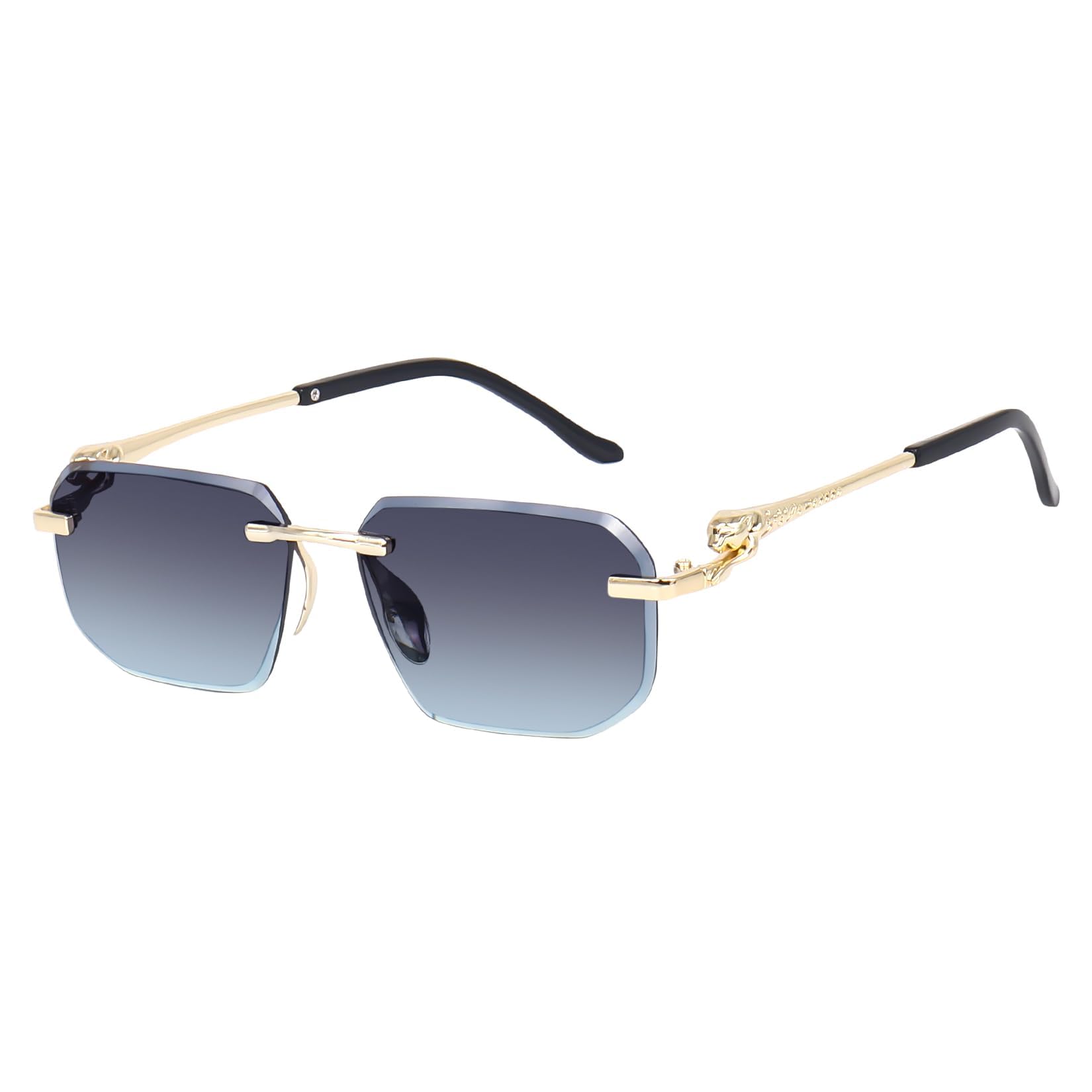 Retro Narrow Rimless Sunglasses UV Protection Coating Vintage Rectangle Sunglasses for Women Men-image-39