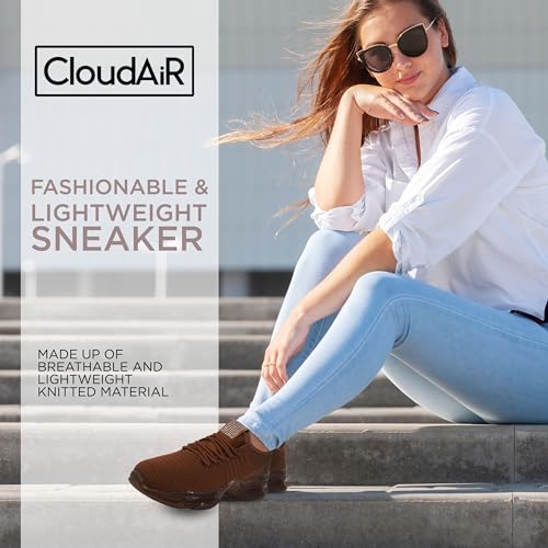Image of CLOUDAIR Vesta Women's Sneakers: Casual Running, Walking Arch Support Shoes, Lightweight Slip-On Sock Design, Non-Slip Work Shoes for Women, Comfortable Air Cushioned Platform Sneakers