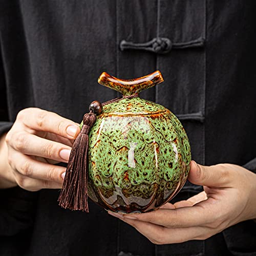 Pojemnik na herbatę. Ceramiczny słój na herbatę, herbata w stylu dyni ceramiczna beczka na herbatę czarna herbata uszczelniony zbiornik zbiornik do przechowywania herbata Puer ceramiczna hermetyczna(U