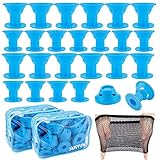 JANYUN Magic Silicone Hair Curlers Set with Hairnet: 40 Large and 40 Small Rollers (blue)