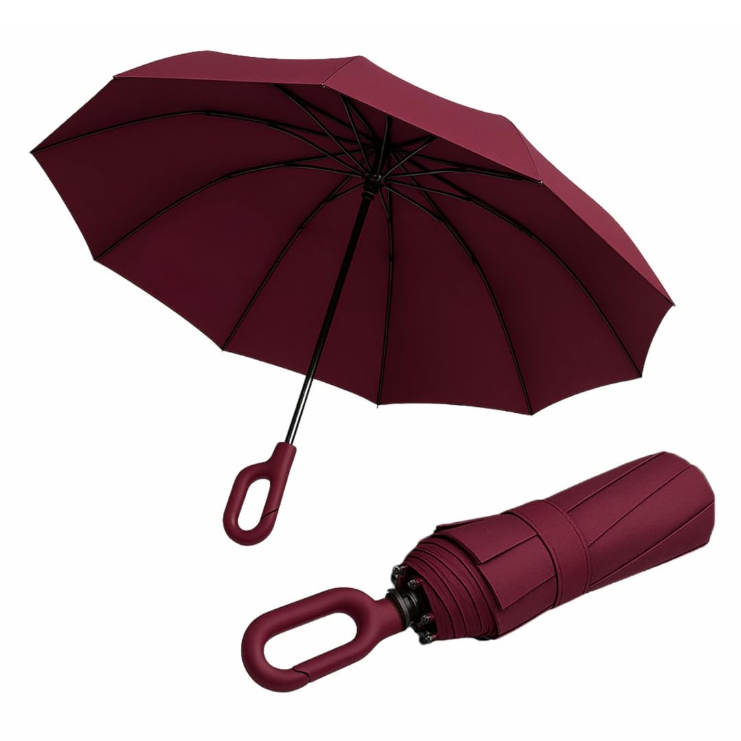 The Kirei Umbrella for Men & Women| Premium Three-Fold | One-Hand Auto Open/Close | Intelligent Carabiner Hook Handle | 100% Windproof & UV Protection (UPF 50+) | Compact Travel Umbrella for Rain & Sun-image-44