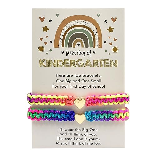 INENIMARTJ First Day of Bracelets First Day of School Bracelets,Back to School Bracelets for 2,Matching Heart Wish Adjustable Bracelets