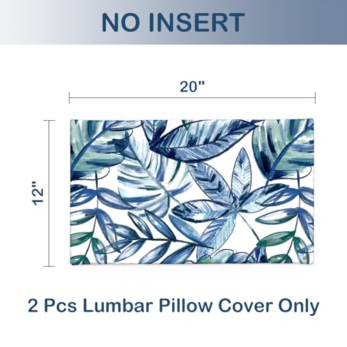 Pack-of-2-Outdoor-Waterproof-Lumbar-Pillow-Covers-ONLY-Rectangle-Decorative-Double-Printed-Pillow-Cases-for-Patio-Couch-Porch-Chairs-12-x-20-inLeaves-Ink-Blue Pack of 2 Outdoor Waterproof Lumbar Pillow Covers ONLY Rectangle Decorative Double Printed Pillow Cases for Patio Couch Porch Chairs 12 x 20 inLeaves Ink Blue