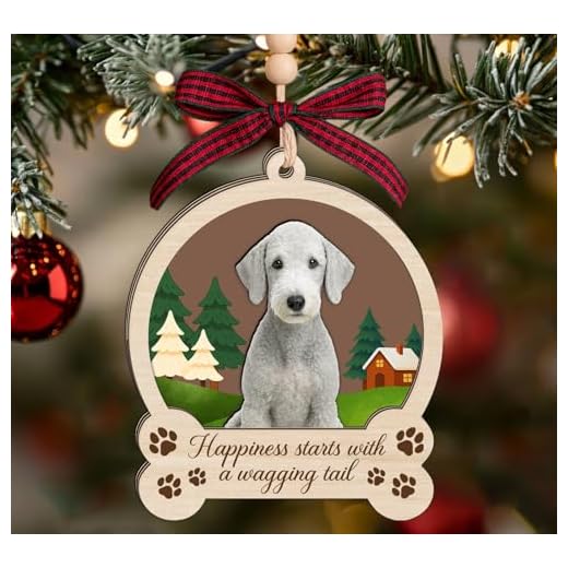 Bedlington Terrier Wooden Christmas Ornament - 3 Layer Dog Keepsake - Pet Memorial Gift for Dog Lovers - Merry Christmas Décor - 3x4 Inch Wood Ornament
