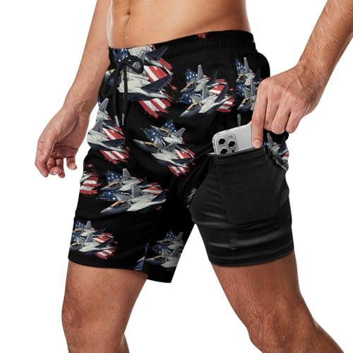 F-22 Raptor Fighter Jet Mens Swim Trunks Quick Dry Beach Board Shorts with Pockets2