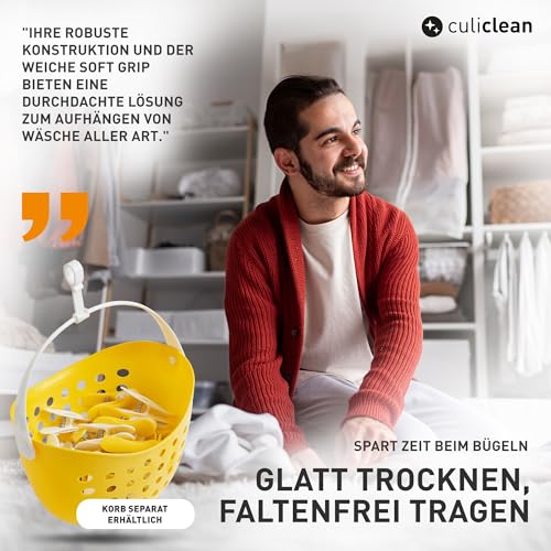 culiclean Wäscheklammern ohne Abdruck stabil bunt 40x Wäscheklammer blau gelb grün rosa pink, robuste Kluppen Soft Grip Clip Clothes Pegs UV beständig Klammern zum Aufhängen von Wäsche, Socken – Bild 4