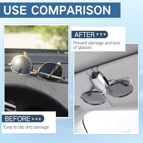 Image of Frienda 5 Pcs Sunglasses Holder for Car Sun Visor Clip, Sunglass Holder for Visor Eyeglasses Mount Ticket Card Clip Car Accessories for Women Men (Silver)