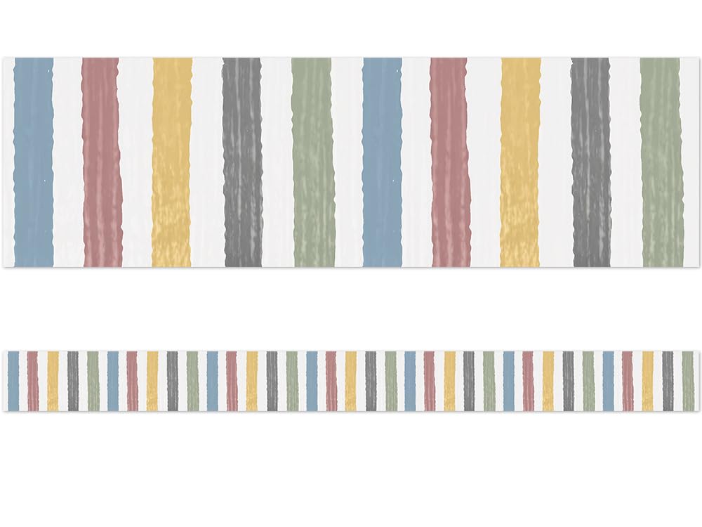 Teacher Created Resources Classroom Cottage Stripes Straight Border Trim (TCR7177)