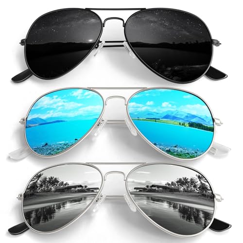 Pilot Sunglasses Men Womens Lightweight Metal Frame Polarized Shades UV400 Protection