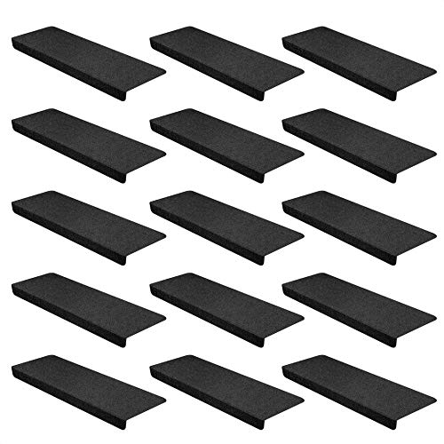 15er Set StickandShine Stufenmatte in schwarz eckig für Treppenstufen, Treppenstufenmatte zum...