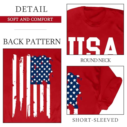 Image of Ithalt Patriotic Plus Size Shirts for Women 250th Anniversary USA Shirts American Flag Tshirt USA Short Sleeve Tops