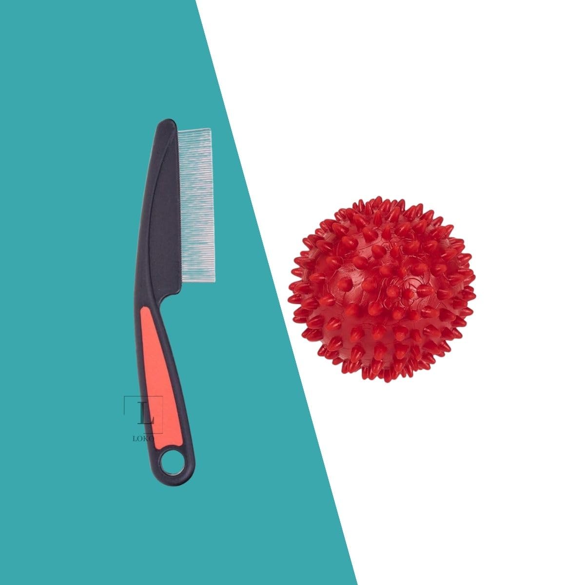 Loko Pet Toy Spiked Ball and Flea Comb Combo for Small, Medium and Large Dogs, Cats, Puppies Pack Of 2 (Spiked Ball 1 and Flea Comb 1) (B0D7F17VYY) Amazon Price History, Amazon Price Tracker
