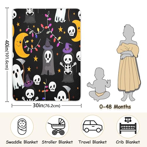 Burbuja Halloween Skeletons Baby Blanket for Boys Girls, Nursery Soft Warm Swaddling Receiving Baby Blankets, 30x40 in Toddler Blanket3