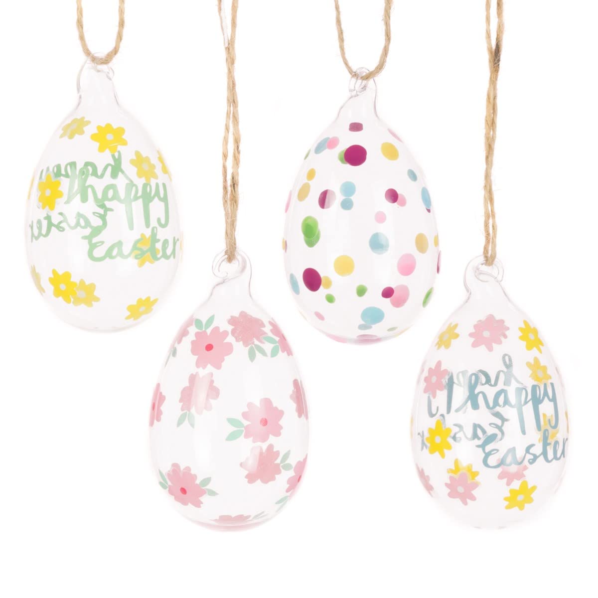 FloralSilk Floral Happy Easter Glass Egg Decorations