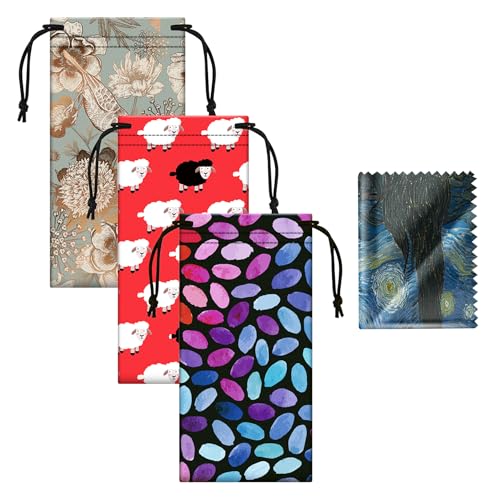 Image of Soft Eyeglass Pouch 3 Pack - Microfiber Screen Cleaning Bag Pouch for Glasses