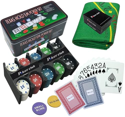 Jeu de Poker Kit Complet avec Tapis. Cartes de Poker Durables et Malette Poker. Devenez le Maître du Hasard avec ce Set de Poker de Luxe. Élégance dans...