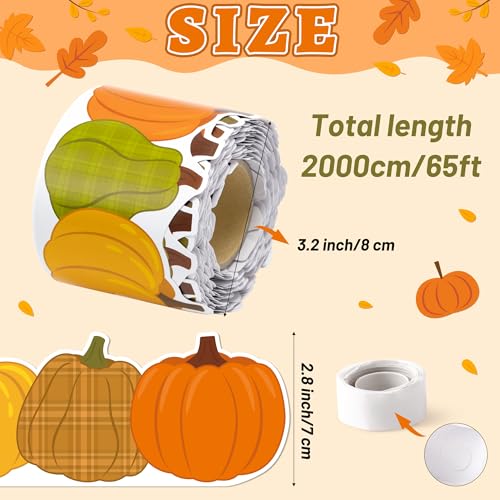 Image of BeYumi Fall Pumpkin Border Trim - 65ft Fall Plaid Pumpkin Shape Rolled Border Trim Autumn Thanksgiving Halloween Bulletin Board Set Harvest Party Decor School Classroom Office Chalkboard Decoration