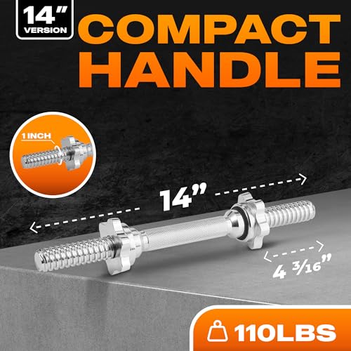 Yes4All Dumbbell Handles with Collars Standard for 1-inch Plates Weight Set (Chrome, Set of 2) by Yes4All - Image 2