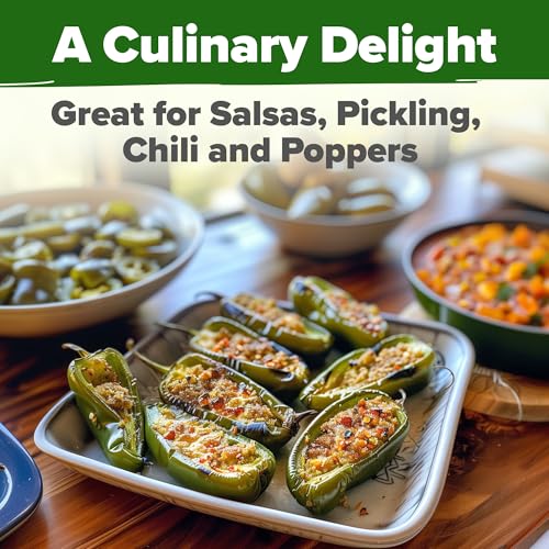 Image of HOME GROWN Jalapeno Pepper Seeds 258+ Heirloom Non-GMO Seeds for Planting, High Germination, Mild to Medium Heat Hot Peppers, Heavy Producer, Perfect for Salsa & Pickling (Capsicum annuum)