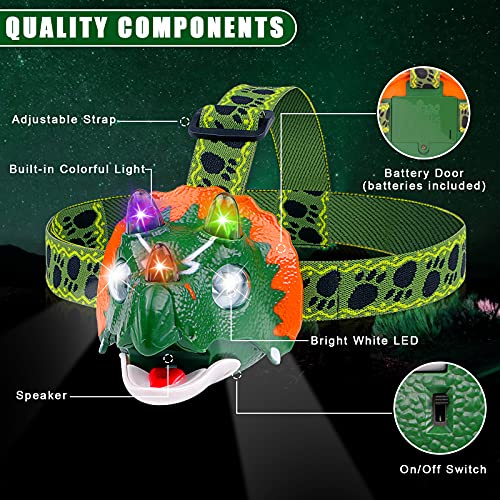 Tigtecgame TD-SJL Triceratops Led Headlamp - Dinosaur Headlamp For Kids Camping Gear Essentials thumb #3