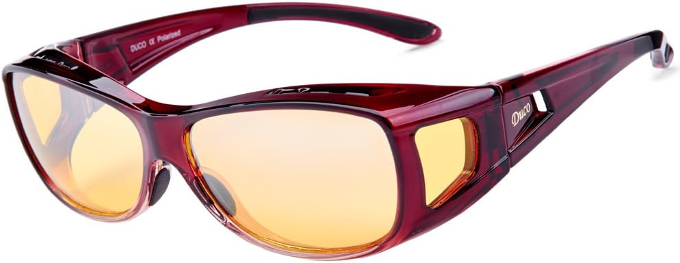 Sponsored Ad – DUCO Night Vision Glasses for Driving at Dusk Rainy Day Anti Glare Fit Over Wrap Around Eyewear Glasses UV400 Polarized 8953Y