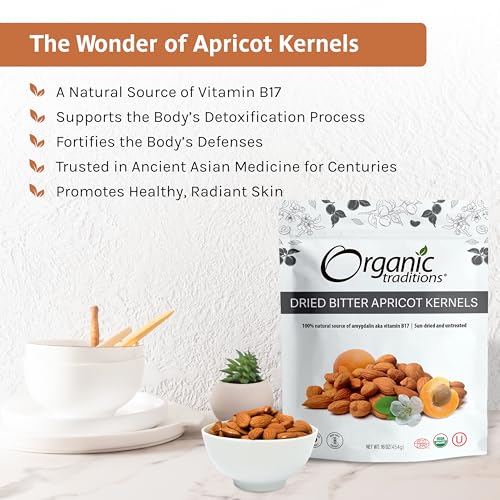 Organic Traditions Apricot Kernels – Sundried - Natural Source of Vitamin B17 – Sweet & Bitter Apricot Seeds – 16oz - Thumbnail 4