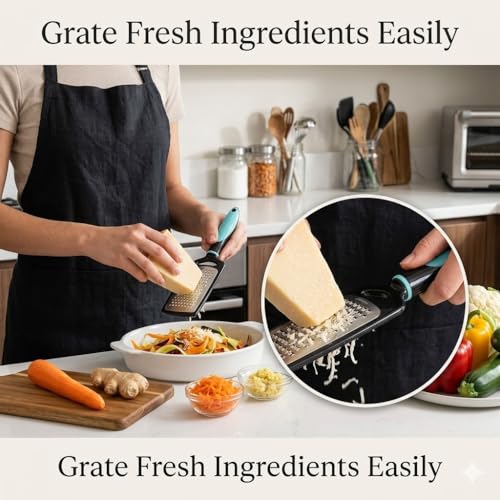 Image of SIGNAMIO Hand Kadukas Cheese Grater and Vegetable Shredder for Kitchen Stainless Steel Ginger Crusher, Carrot Grater, Garlic Slicer with Protective Cover (Sky Blue)