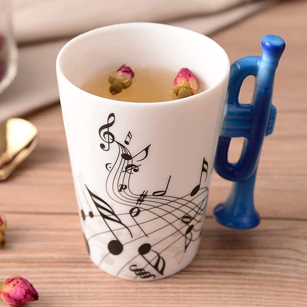 Tazza in ceramica con note musicali e tarassaco - Regalo per