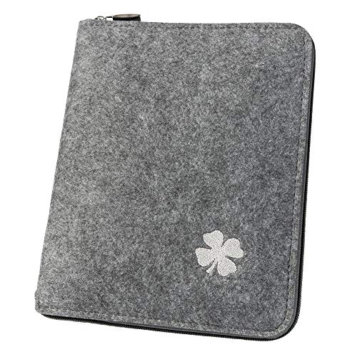 Mom's Organizador 'trébol' con cremallera para carnet de maternidad y libro médico (color a elegir), funda de fieltro en A5 (gris, trébol de trébol) Cover