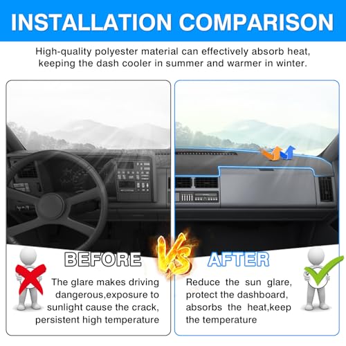 Image of Autorder Gray Dashboard Cover Mat for 1988-1994 Chevy Chevrolet Silverado /GMC Sierra C /K 1500 2500 3500 Pickup Truck /1992-1994 GMC Yukon /Chevy Blazer Suburban Accessories Dash Cover Polyester Dash Mat