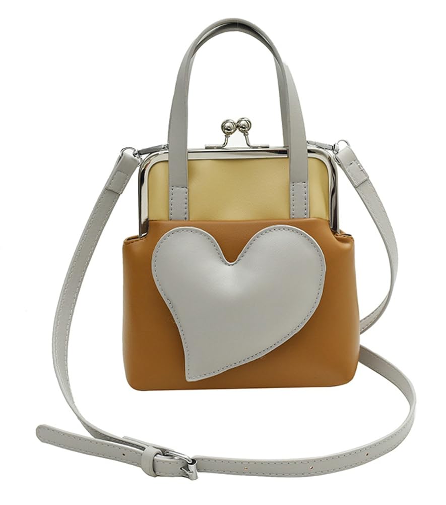 JusavieCute Heart Bag Crossbody Shoulder Handbag PU Leather Shoulder Purses for Women 2024