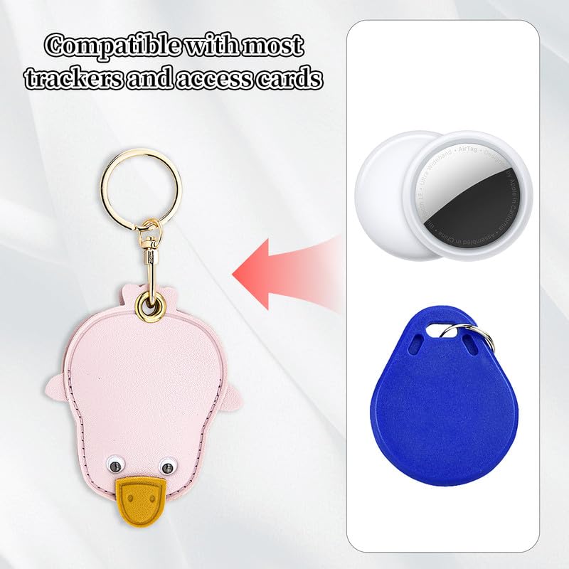 Image of Leather Keychain Case Holder Compatible with Apple AirTag, GPS Airtag Keychain Finder Tracker with Key Ring, Anti-Scratch Protective Air Tag Cover | Leather