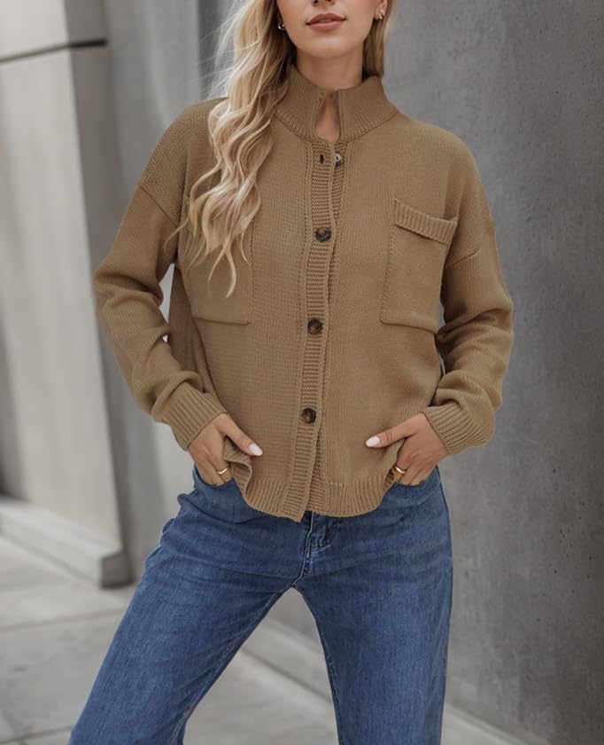 Image of Sumleno Long Sleeve Cardigan Sweaters for Women Button Down Tops Vintage Grandpa Aesthetic Grunge Fall Winter Outfits
