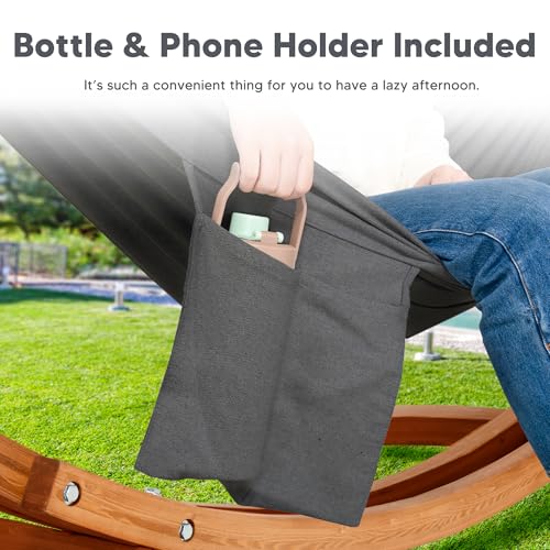 Image of SUNCREAT 2 Person Hammock with 10 ft Wooden Stand Included, Dark Gray