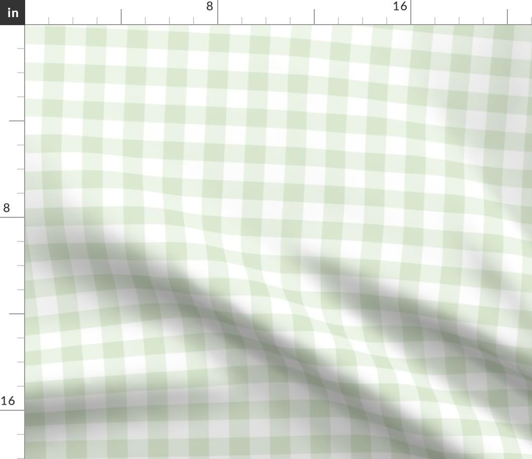 Spoonflower Fabric - Pastel Green Gingham Buffalo Plaid Easter Spring Baby Nursery Printed on Petal Cotton Fabric Fat Quarter - Sewing Quilting Apparel Crafts Decor