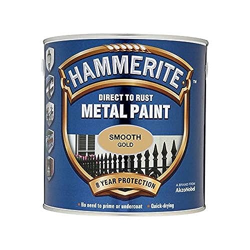 Hammerite 5092830 Direct to Rust Metal Paint - Smooth Gold Finish 750ML