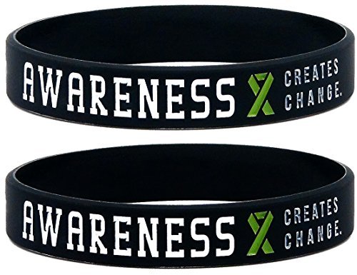 Inkstone (12-pack) Green Awareness Ribbon Silicone Wristbands - Wholesale Pack of 1 Dozen Bracelets