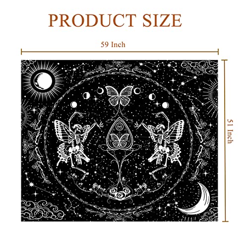 Kjhl Skull Tapestry For Bedroom Aesthetic Black And White Skeleton Tapestry Wall Hanging Large Goth Tapestries For Living Room 51ʺ X 59ʺ #TOP6