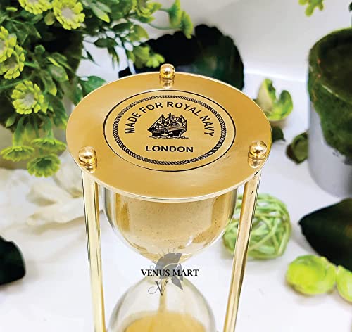 Image of NORVILLE Wooden and Brass Sand Timer Hour Glass Sandglass Clock Antique Decorative Theme Height 6 inch Time 5 Minutes Sand Clock for Home Decoration Gift Item
