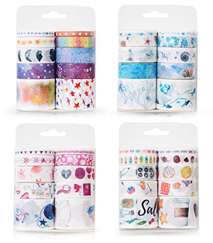 unbrand Gresunny 40 Rollen Washi Tape Dekoband Washi Masking Tapes Set Vier Themen Washi Tapes Pastell Dekoratives Klebeband zum Basteln DIY Kunst Scrapbook Deko Buchdesigns Bullet Journals