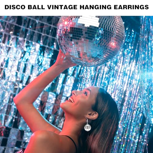 Mirrorball Earrings - Women's 70s Disco Ball Dangle Earrings for Dance Party Costume Accessories4