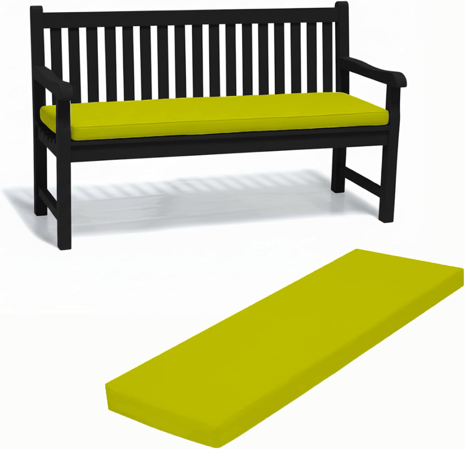 Cuddle Cloud Waterproof Outdoor Bench Cushion for Lawn, Garden & Patio – 2/3/4 Seater Long Bench Seat Pad with Removable Washable Cover (Lime Green, 3 Seater 140cm x 51cm x 5cm)