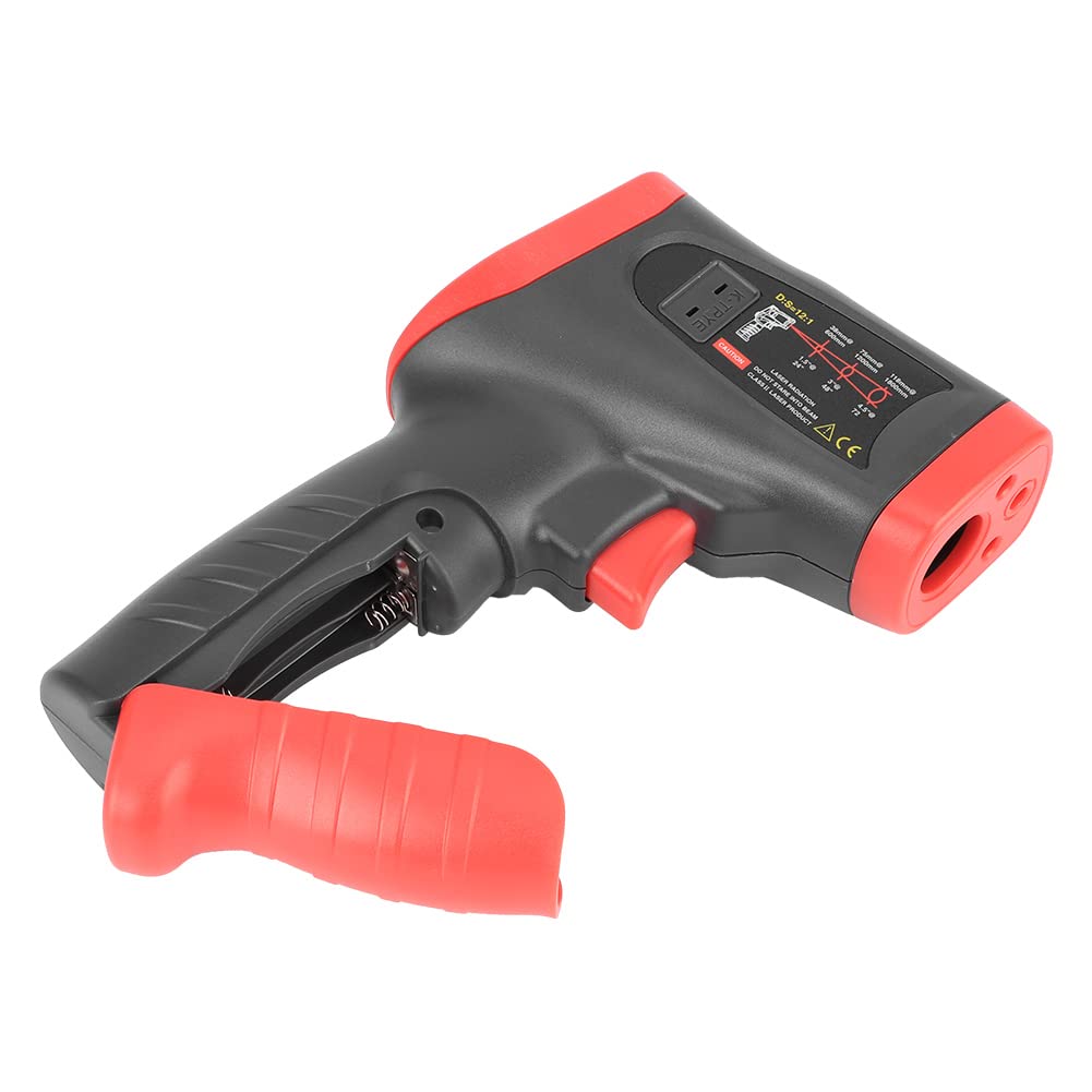 Termómetro infrarrojo digital industrial de mano con termopar K - Sensor de temperatura sin contacto con pantalla LCD a color - Rango de -50 a 650 grados Celsius - Relación objeto