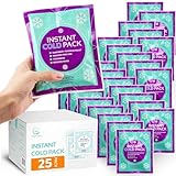 25 Packs Instant Ice Cold Pack (6β x 5β) - Disposable Instant Ice Packs for Injuries | Cold Compress Ice Pack for Pain Relief, Swelling, First Aid & Outdoor Activities