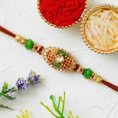 Image of eCraftIndia Multicolor Designer Rakhi for Brother | Raksha Bandhan Rakhi for Bhaiya Bhabhi Bhai Kids