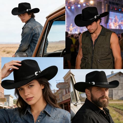 Image of Vintage Western Cowboy Hat for Men Outback Cowgirl Hat M /L